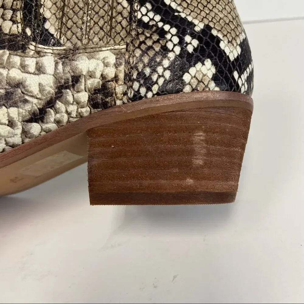 New Madewell Sonia Snake Embossed Chelsea Block Heel Ankle Boots Size 7.5